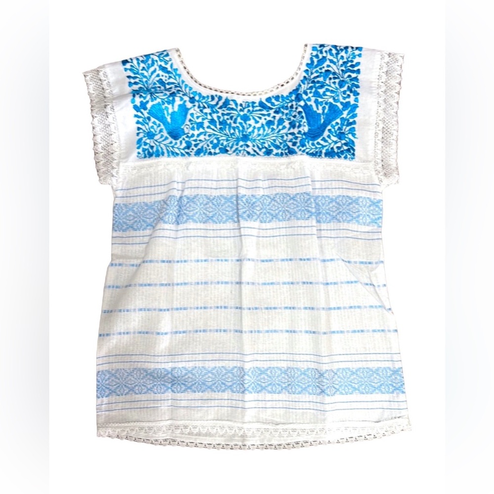 Oaxaca Paloma White | Blue Top